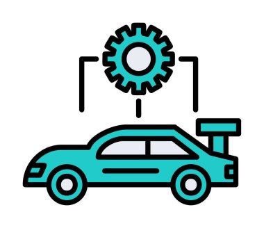 Araba servisi ikon vektör çizimi. Otomobil Yapılandırması             