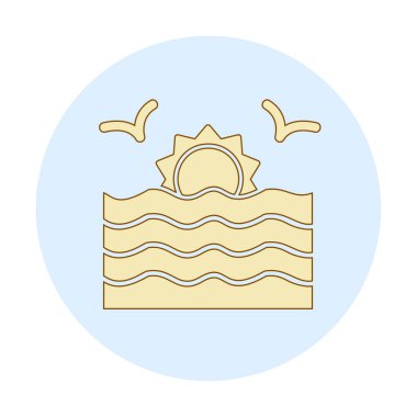 Basit düz gün batımı ve deniz vektörü 