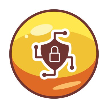 Asma kilit simgesi, vektör illüstrasyonlu güvenli kalkan