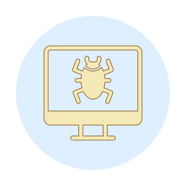 Basit Bilgisayar Virüsü simgesi, vektör illüstrasyonu