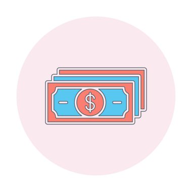 Dolar para çizgisi simgesi, vektör illüstrasyonu