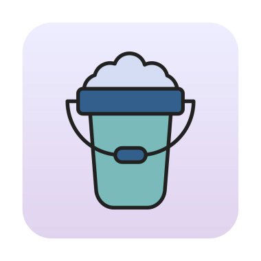 Köpük simgesi olan kova, vektör illüstrasyonu  