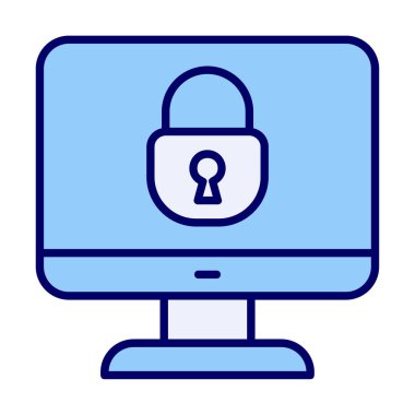 Basit Bilgisayar monitörü Ekran simgesi, vektör illüstrasyonunu kilitle