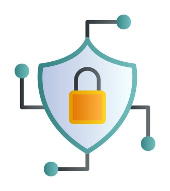 Asma kilit simgesi, vektör illüstrasyonlu güvenli kalkan