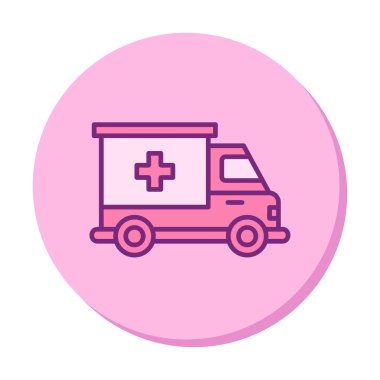 ambulans araba simgesi, renk vektörü çizimi