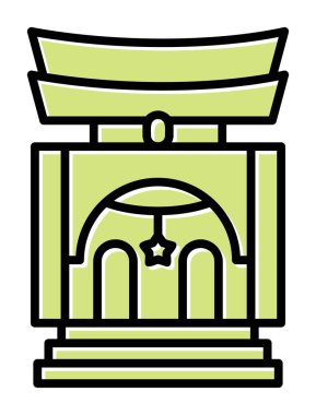 Basit antik Asya Tapınağı simgesi, vektör illüstrasyonu