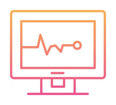Basit kardiyogram simgesi, vektör illüstrasyonu