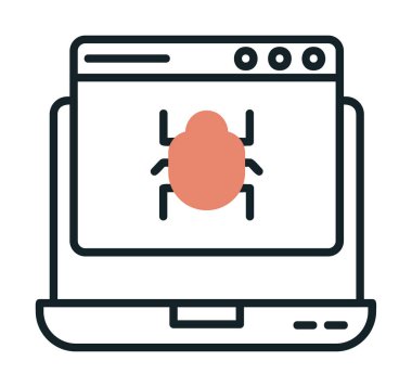 Kötü amaçlı yazılım ikonu tarafından enfekte edilen basit düz dizüstü bilgisayar 