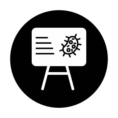 Bakteri simgesi ve vektör illüstrasyonlu sunum tahtası
