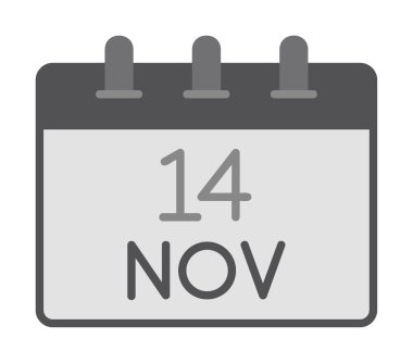 Dünya Diyabet Günü ikonu. Takvimde 14 Kasım tarihi, vektör illüstrasyonu.