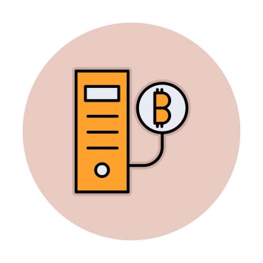 Bitcoin Madeni İşlemcisi (BTC) simgesi, vektör illüstrasyonu 