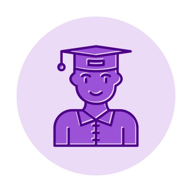 Mezuniyet başlığı simgesi vektör illüstrasyonu öğrencisi