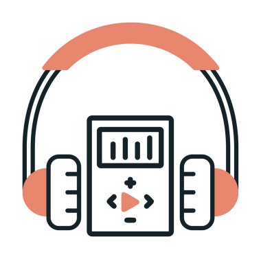 Düz kulaklık simgesi, web afişi, web ve mobil, bilgi grafikleri için vektör illüstrasyon kavramı.