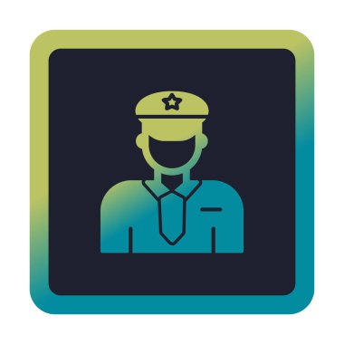 Üniformalı düz simgeli polis memurunun vektör çizimi