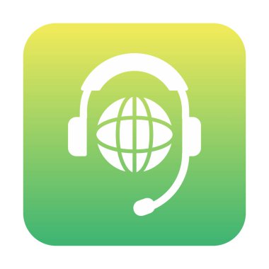 Kulaklık simgesinde Dünya küresi, vektör illüstrasyonu 