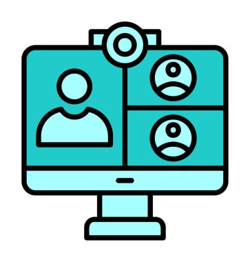 Basit çevrimiçi toplantı simgesi, vektör illüstrasyonu