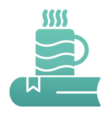 sıcak çay ve kitap simgesi, özet biçimi vektörü 