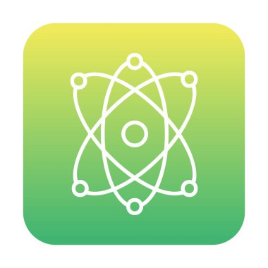 Moda düz biçimli atom simgesi, bilim simgesi vektör illüstrasyonu                     