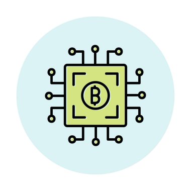  Bitcoin dijital para birimi. Bilgisayar devre kartı simgesi  