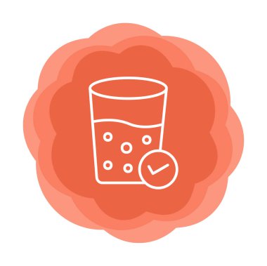 Kabarcıklı bir bardak su ve simge vektör illüstrasyonunu işaretle 