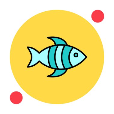  arkaplanda düz balık simgesi çizimi