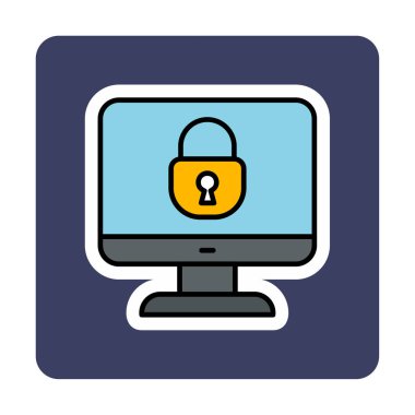 Basit Bilgisayar monitörü Ekran simgesi, vektör illüstrasyonunu kilitle