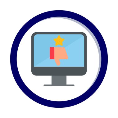 Kötü İnceleme simgesi, vektör illüstrasyonlu basit ekran