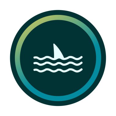 Deniz ikonunda köpekbalığı yüzgeci, vektör illüstrasyonu 