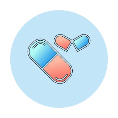 ilaç yassı ikonu, kapsüller, haplar            