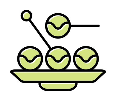 Basit Takoyaki Japon yemek ikonu, vektör illüstrasyonu