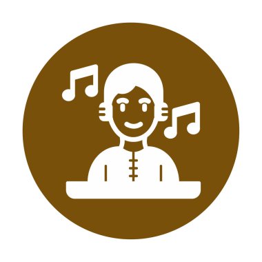 DJ avatar web simgesi, vektör illüstrasyonu 