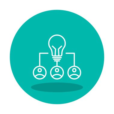 Takım Fikri, ampul ve iş dünyası ikonu, vektör illüstrasyonu
