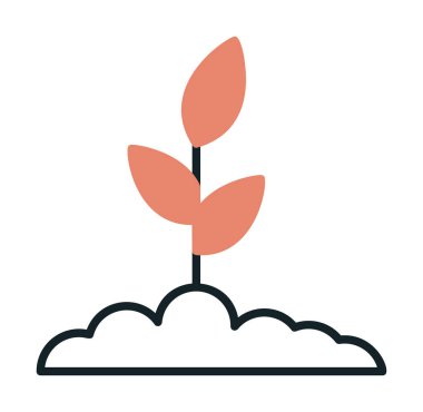 Yer simgesinde büyüyen bitki, vektör illüstrasyonu 