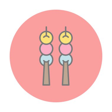 Dango tatlı ikonu, Japon mutfağı, vektör illüstrasyonu 