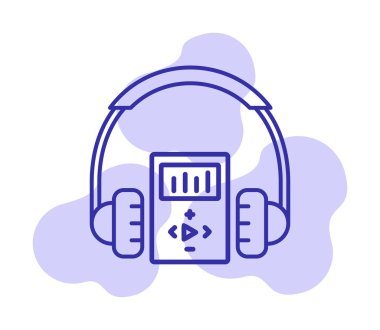 Düz kulaklık simgesi, web afişi, web ve mobil, bilgi grafikleri için vektör illüstrasyon kavramı.