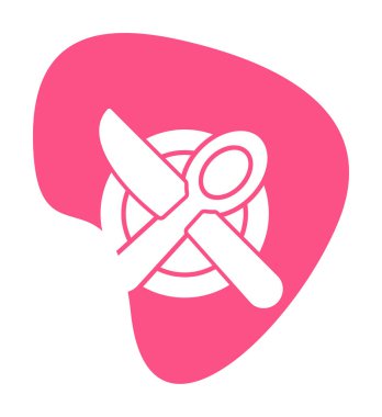 bıçak ve çatal tabakta, yemek ikonu, vektör illüstrasyonu  