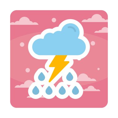 Basit Düz Şimşek hava simgesi 