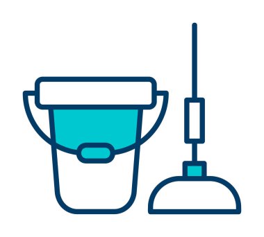 kova temizleme araçları simgesi - taslak biçimi