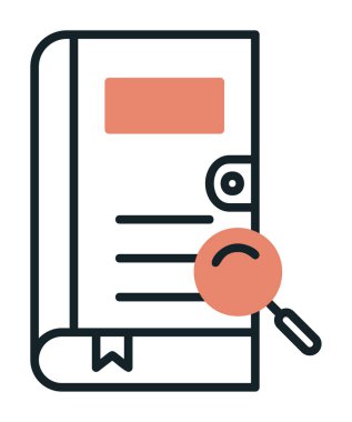 Büyüteç vektör çizimi olan bir kitap. Arama Kitabı kavramı                  
