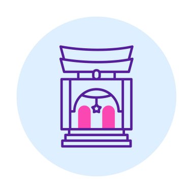 Basit antik Asya Tapınağı simgesi, vektör illüstrasyonu