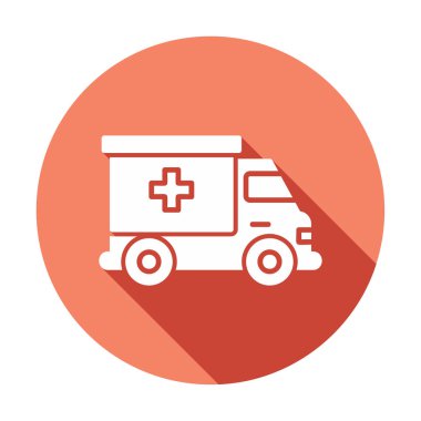 ambulans araba simgesi, renk vektörü çizimi