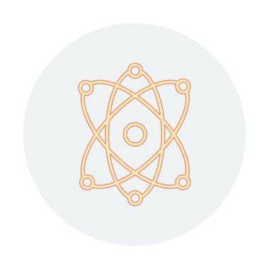 Moda düz biçimli atom simgesi, bilim simgesi vektör illüstrasyonu                     