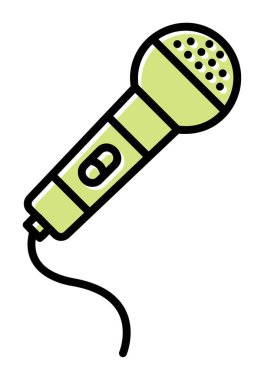 mikrofon simgesi uzun mavi arkaplanda izole edildi.