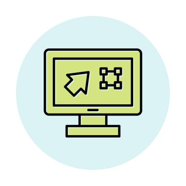 Ekran simgesinde basit Grafik Tasarım uygulaması, vektör illüstrasyonu