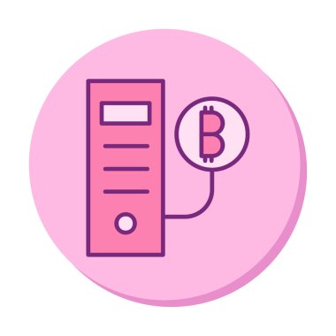 Bitcoin Madeni İşlemcisi (BTC) simgesi, vektör illüstrasyonu 