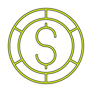 Dolar madeni para simgesi, vektör çizimi 