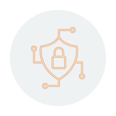 Asma kilit simgesi, vektör illüstrasyonlu güvenli kalkan