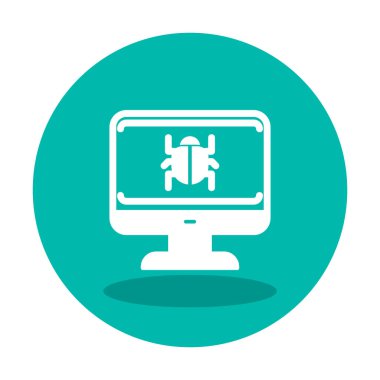 yazılım hatası düz simgesi, vektör illüstrasyonu, Sistem Virüsü 