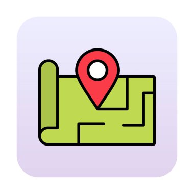 Konum iğnesi, vektör illüstrasyonlu harita simgesi