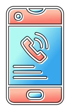 Soyut düz telefon görüşmesi. simge illüstrasyonu  